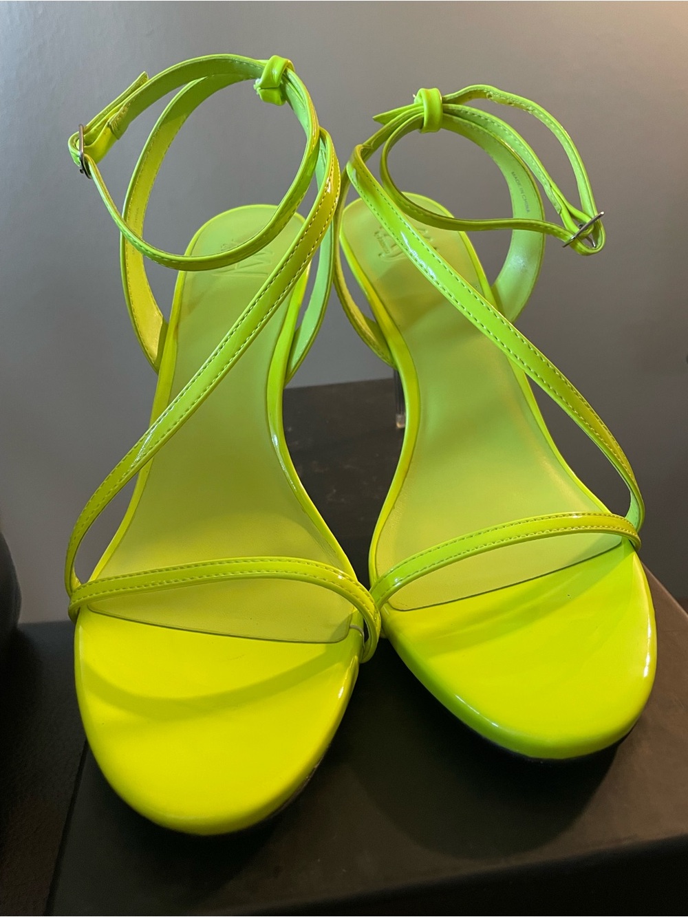 Neon Lime Ankle-Strap Heeled Sandals - Women